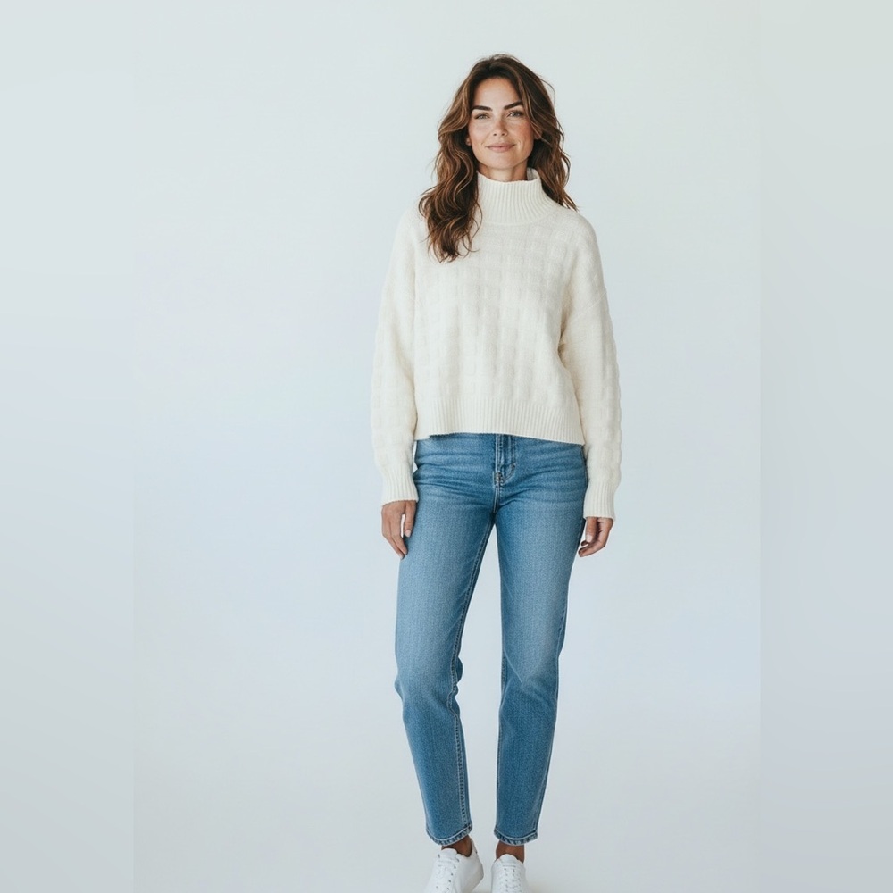 We The Free Cream Textured Cozy Turtleneck‎ Sweater Medium